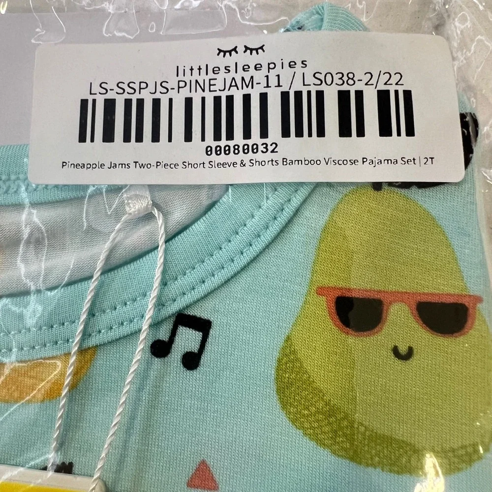 Little Sleepies | Pineapple Jams Short Sleeve +Shorts Bamboo Pajamas Size 2T NWT